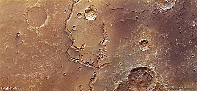 この干上がった河床は、火星の表面に水が流れていたことを示しています。