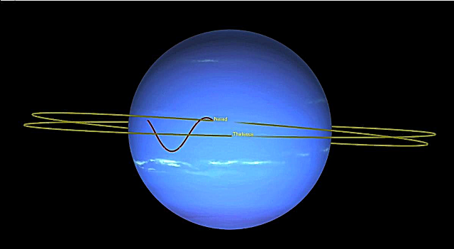 Du „Neptūno“ mėnuliai šoka aplink vienas kitą, kai jie orbita
