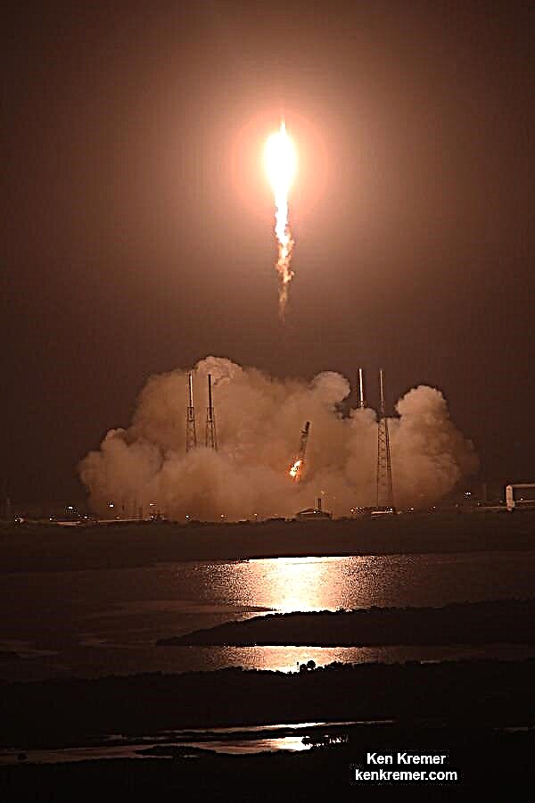 Spectaculosul Blastoff de noapte stimulează SpaceX navă de marfă încărcată cu științe și consumabile critice pentru stația spațială