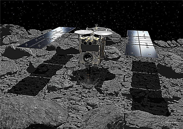 Hier is de video van Hayabusa2 Bombing Asteroid Ryugu