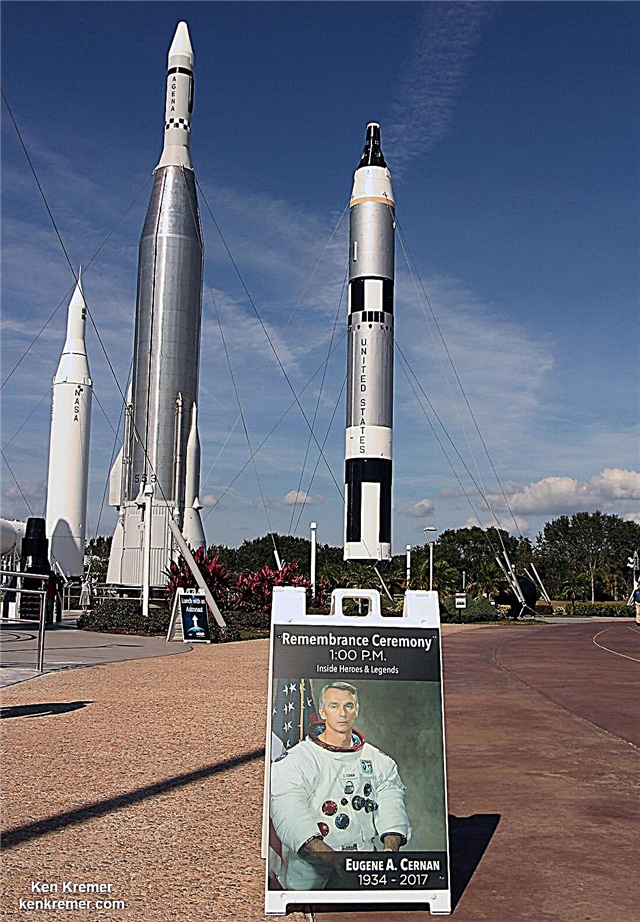 تم تكريم جين سيرنان ، آخر رجل على القمر ، في مجمع زوار مركز كنيدي للفضاء