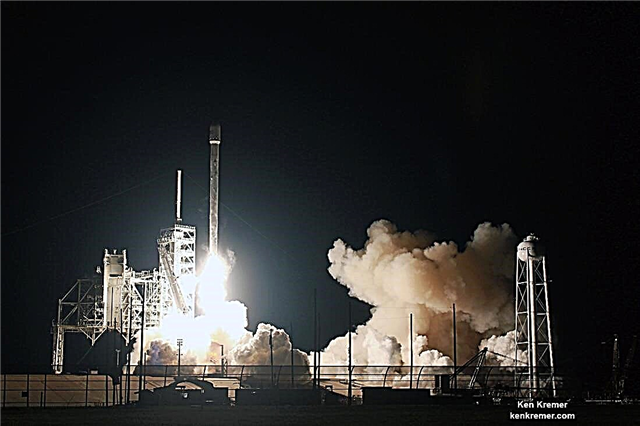 ภาพอันน่าทึ่งแสดงให้เห็นว่า Nightcon Falcon 9 เปิดตัว Pad 39A ในตอนกลางคืน EchoStar XXIII คลังภาพ / วิดีโอ - นิตยสารอวกาศ