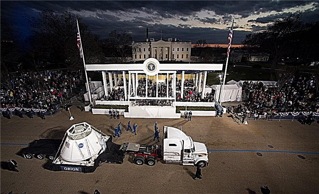 NASA Stars op de presidentiële inaugurele parade van 2013 met orion en nieuwsgierigheid - foto's en video