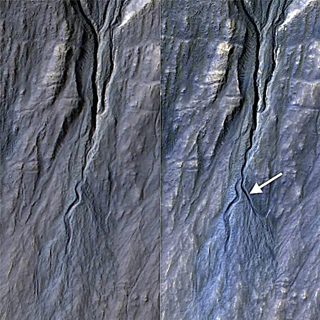 Nuevo barranco aparece en Marte, pero es probable que no se deba al agua