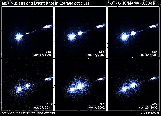 Uskomaton valoshow: M87: n mustasta reiästä polttava kaasusuihku
