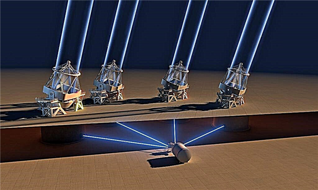 Liecinieks Pilnībā funkcionējoša ESPRESSO instrumenta spēks. Četri teleskopi darbojas kā viens